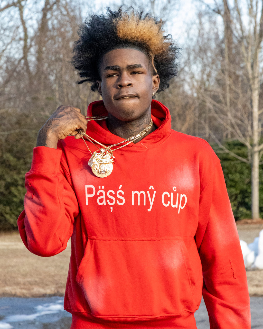 VaultVisions™ Red & Black “Päss My Cup” Distressed Hoodie – 350 GSM Heavyweight | Limited Edition | Free Shipping