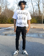 VaultVisions™ “Junkie Lives Matter” - White Distress (Lightly Cropped ) - Tee Edition (300 GSM ) Free Shipping