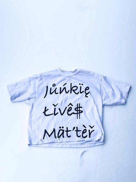 VaultVisions™ “Junkie Lives Matter” - White Distress (Lightly Cropped ) - Tee Edition (300 GSM ) Free Shipping